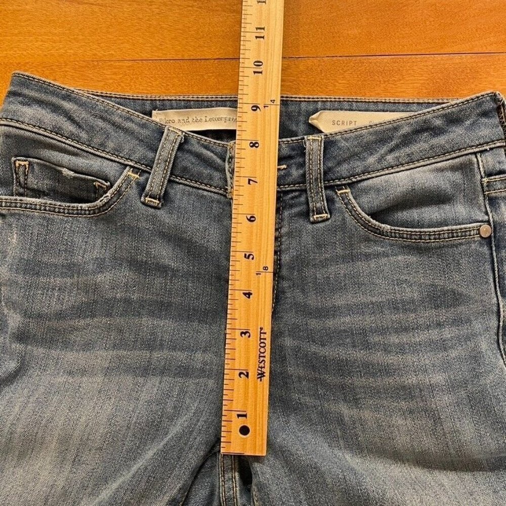 Pilcro Script Color Block Skinny Jeans Raw Step Hem Two Tone - Picture 10 of 12
